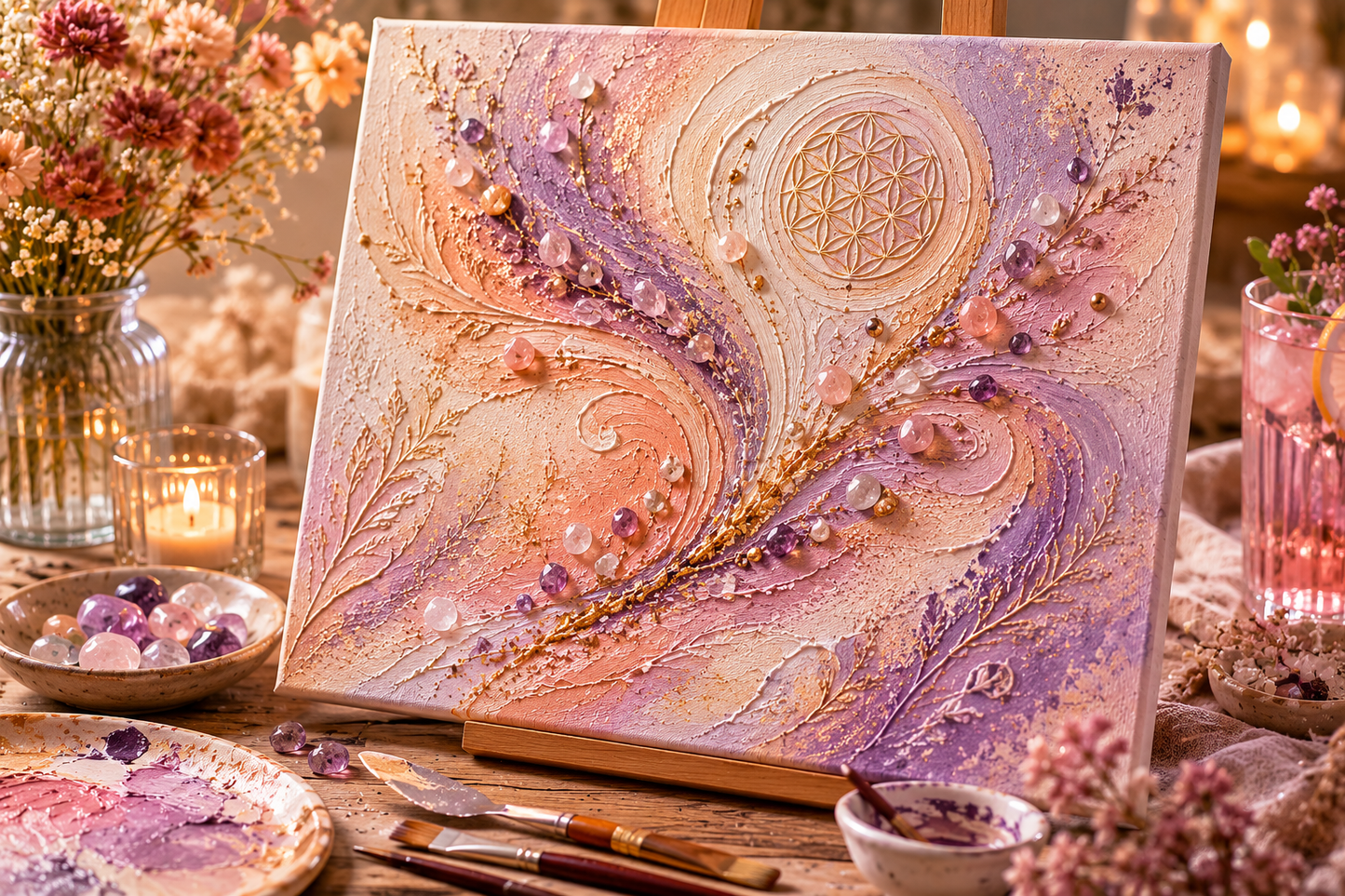 Art & Senses - Deine Energie, Intuition und Edelsteine auf Leinwand